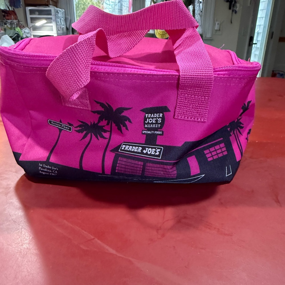 Trader Joe's Pink and Black Tote Bag